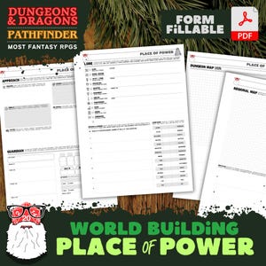 DnD Kraftort für Rollenspiele | World-Gebäude-Vorlage | Ausfüllbares PDF | Perfekt für Dungeon Masters | Digitaler Download