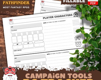 D&D PC Trackers | RPG Organization Planner | Campaign Framework | Digital Download