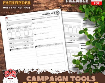 D&D NPC Trackers | Non Player Character Reference Sheets | DM Organization Tools | Digital Download
