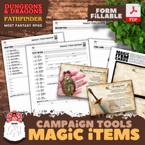 Magic Item Cards + Creator | D&D 5E Magic Item Designer | RPG Treasure Builder | Digital Download