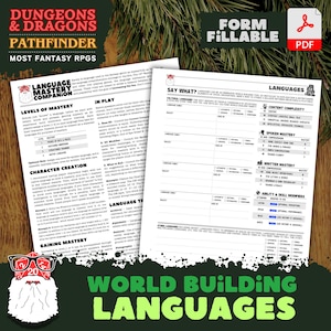 D&D Sprachbeherrschungs-System für Rollenspiele | World Gebäude Vorlage | Ausfüllbares PDF | Perfekt für Dungeon Masters | Digitaler Download