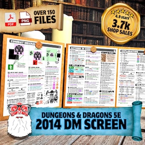 DnD 5e DM Screen: 150+ Reference Tables, Customizable PNGs (Digital Download)