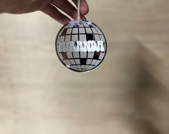 Engraved Disco Ball Bag Tag, Personalized Acrylic Keepsake