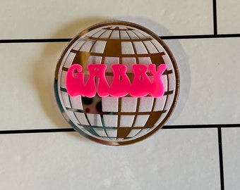 Personalized Disco Ball Place Cards, 70s Retro Wedding
