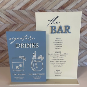 Signature drinks bar sign with icons pictured signature drinks bar sign specialty drinks wedding bar sign event bar sign with custom drinks