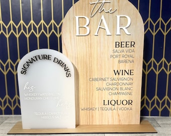 Signature drinks bar sign custom bar sign custom wedding bar sign wedding drinks sign events bar sign custom events bar sign bar list