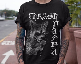 Thrash Panda Unisex - Aesthetic Shirt, Aesthetic Clothing, Band Shirt, Grunge Clothing, Death Metal Logo, Black Metal Logo Gildan Heavy