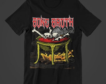 Bone Broth - Aesthetic Shirt, Aesthetic Clothing, Band Shirt, Grunge Clothing, Death Metal Logo, Black Metal Logo Gildan Heavyweight