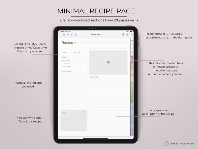 Digital Recipe Book Goodnotes Recipe Book Hyperlinked Recipe Book iPad Recipe Journal Recipe Planner image 2