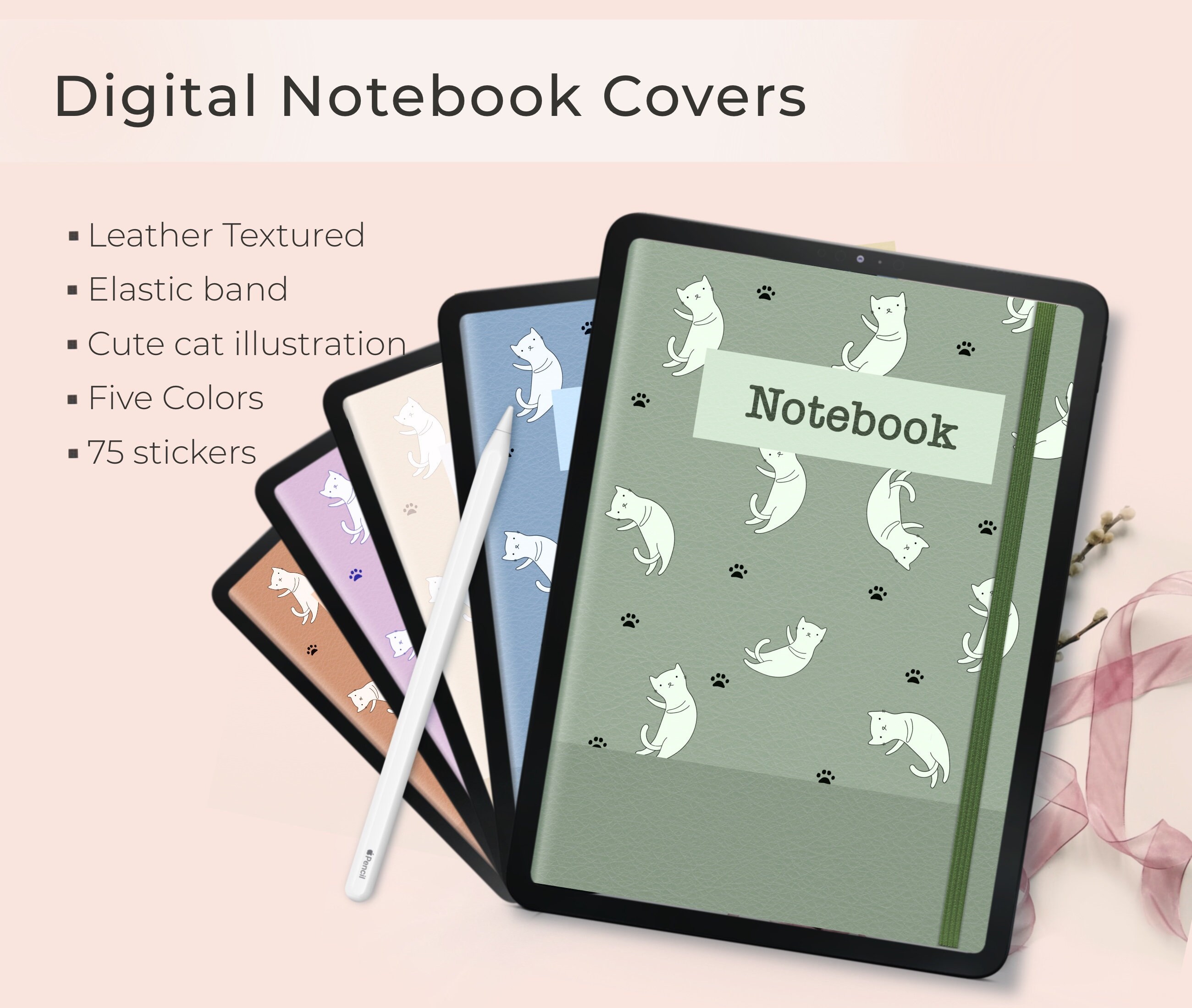 Digital Notebook Covers for GoodNotes Cat illustration Etsy España