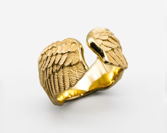 Förgyllt sterlingsilver Icarus-ring – Fantasivyngel Statement-smycken – Djärv skulptural ring – DUDAL