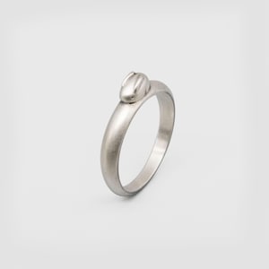 May include: A silver ring with a small rabbit sculpture on top.