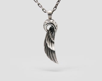 Oxidierter Sterling Silber Flügel Anhänger - DUDAL koreanisches Design