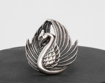 Phoenix Ring Design Sterling Silver Phoenix Ring: Red Topaz Signet, Handmade - Etsy