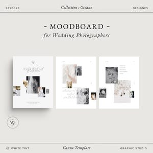 Plantilla de Canva para tablero de estado de ánimo de fotografía, tablero de visión de concepto romántico para fotógrafos de bodas, diseño de proyecto de fotografía con estilo elegante