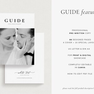 modern minimal Welcome Client Wedding Guide Magazine CANVA Template for Wedding Photographers by White Tint Design