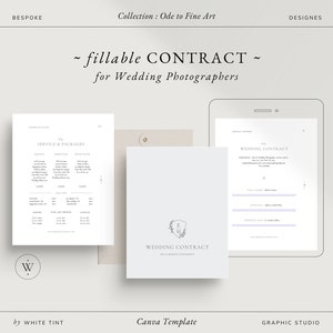 Fillable Wedding Photography Contract, Modern Minimal Client Contract For CANVA, Model Release Form, Print Release Form For Photographers