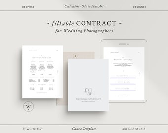 Fillable Wedding Photography Contract, Modern Minimal Client Contract For CANVA, Model Release Form, Print Release Form For Photographers