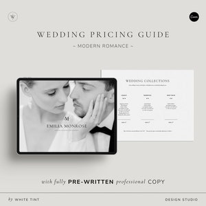 Modern Photography Pricing Guide with Pre-Written Copy For Canva, Price List For Wedding Photographers, Business Pricing Service Template