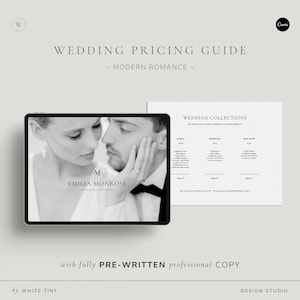 Modern Photography Pricing Guide with Pre-Written Copy For Canva, Price List For Wedding Photographers, Business Pricing Service Template