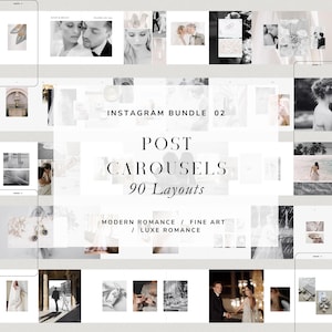 Modelos de postagens de carrossel de luxo no Instagram para fotógrafos de casamento, elegante e moderno Canva Wedding Photography IG Social Media Content Creator