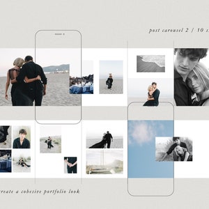 modern timeless minimal social media instagram carousel post templates editable in canva for wedding photographers