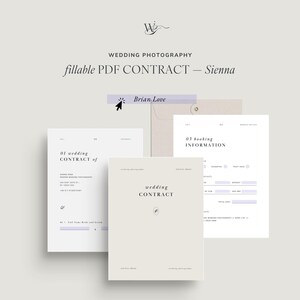 Fillable Photography Client Contract, Minimal Business Booking Templates For Wedding Photographers, Modern Editable Canva Contract Form PDF