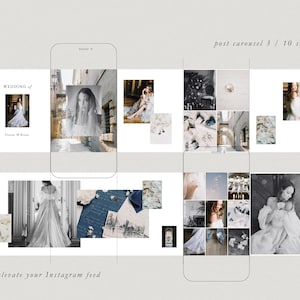 modern timeless minimal social media instagram carousel post templates editable in canva for wedding photographers