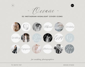 Elegant Instagram Cover Highlights, Romantic Wedding Photography IG Story Icons, Luxury Social Media Template, Editable in Canva