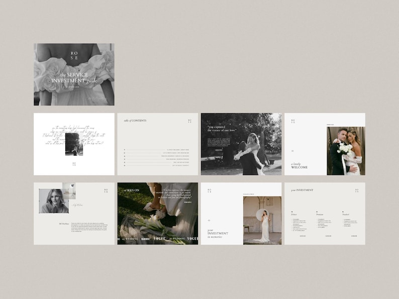 wedding photography pricing services client guide template for canva by white tint design - rose collection