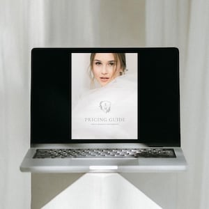 modern elegant wedding photography pricing services guide template for wedding photographers editable in Canva white tint design