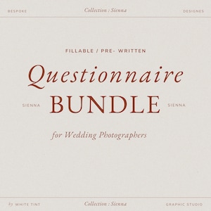 Fillable Pre-Written Questionnaire Template for Wedding Photographers, Modern Photography Client Booking Form, Completely Editable In Canva