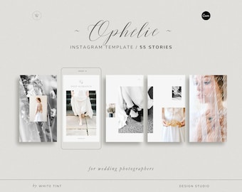 Elegant Instagram Story Templates For Wedding Photographers And Florists, CANVA Social Media Templates, Romantic Photography IG Stories