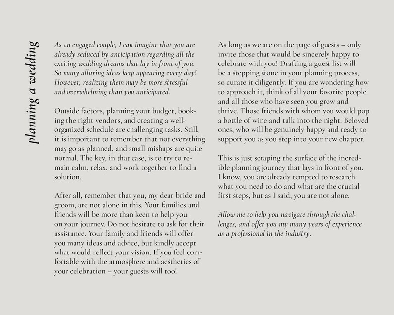 modern elegant canva wedding welcome client guide for wedding photographers by white tint design