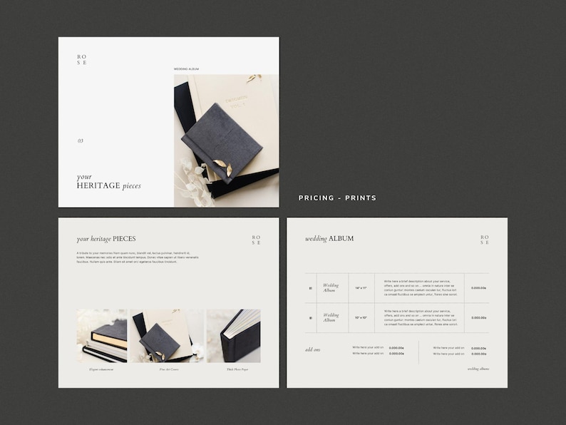 wedding photography pricing services client guide template for canva by white tint design - rose collection