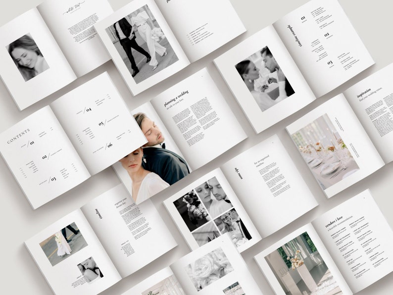 modern minimal Welcome Client Wedding Guide Magazine CANVA Template for Wedding Photographers by White Tint Design