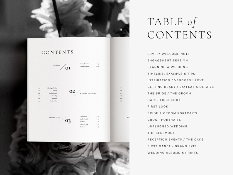 modern minimal Welcome Client Wedding Guide Magazine CANVA Template for Wedding Photographers by White Tint Design