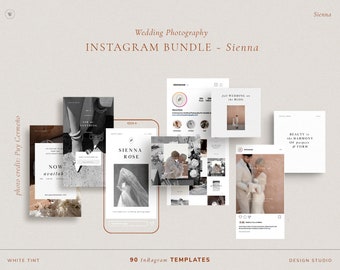 Modern Instagram Bundle For Wedding Photographers, Canva Photography Stories And IG Post Carousel, Minimal Small Business Social Media Feed