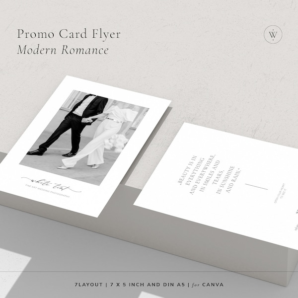 Modern Photography Promotion Card Template For Canva, Minimal Wedding Photography Flyer, Printable Custom Promo Card For Small Business