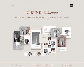 Modern Instagram Bundle For Wedding Photographers, Canva Photography Stories, IG Post Carousel, Highlight Covers, Minimal Social Media Feed