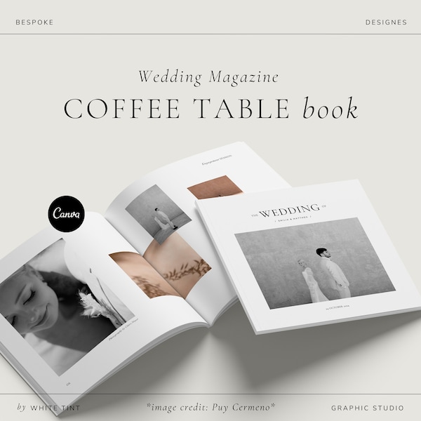 Square Scrapbook, Wedding Coffee Table Photo Book Template Editable In Canva, Modern Editorial Magazine, Minimal Album, Anniversary Gift