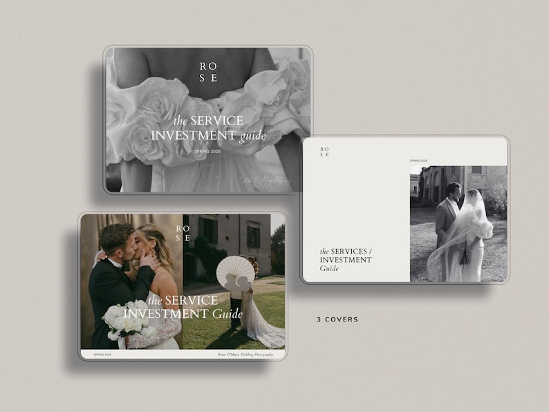 wedding photography pricing services client guide template for canva by white tint design - rose collection