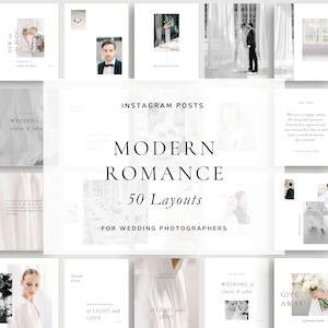 Minimal Canva Instagram Post Carousel For Wedding Photographers, Modern IG Wedding Photography Templates, Clean Social Media Story Telling