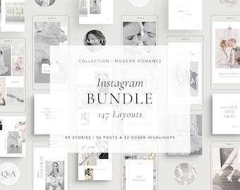Minimal Canva Instagram Bundle For Wedding Photographers, Modern Photography IG Stories And Post Carousel, Aesthetic Social Media Content