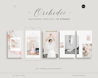 Modelli romantici di storie Instagram per fotografi di matrimonio e fioristi, modelli CANVA per social media, storie IG di fotografia elegante