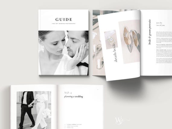 Modern Photography Welcome Guide | Minimal Editorial Bridal Magazine | 88 Pages with Pre-written Content | Professional Canva Template