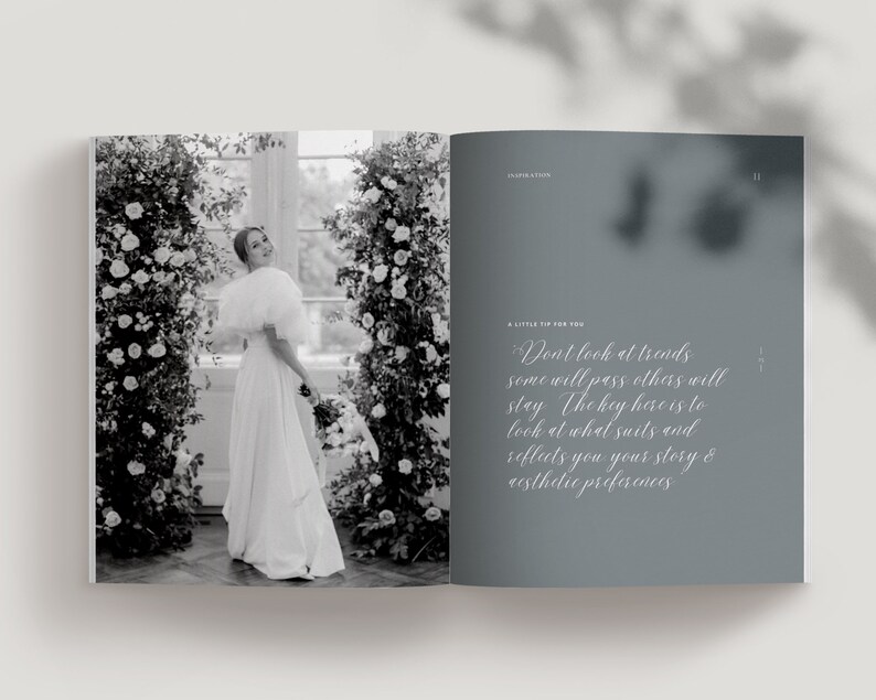 modern elegant canva wedding welcome client guide for wedding photographers by white tint design