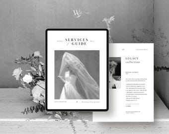 Modern Pricing Guide For Wedding Photographers, Fully Pre-Written Copy, Photography Services Template, 30 Pages Fully Editable in Canva