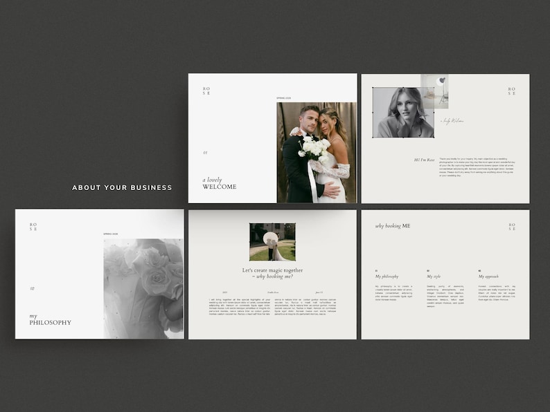 wedding photography pricing services client guide template for canva by white tint design - rose collection