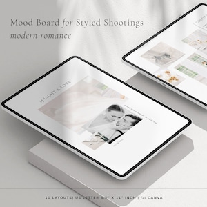 Modern Canva Mood Board Template For Wedding Photographers,| Minimal Concept Vision Board For Wedding Planners, Photography Style Shooting